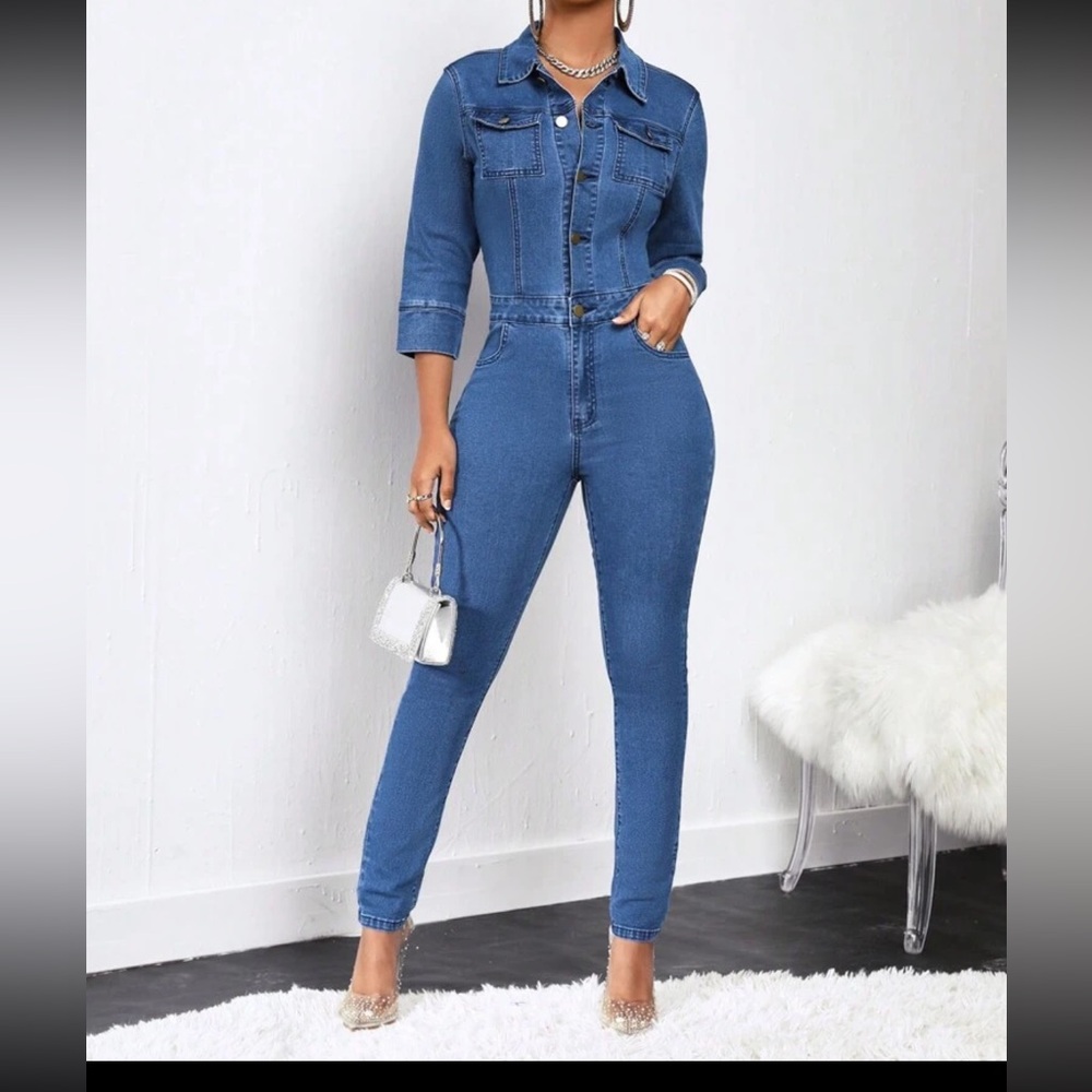 SHEIN Blue Denim Jumpsuit